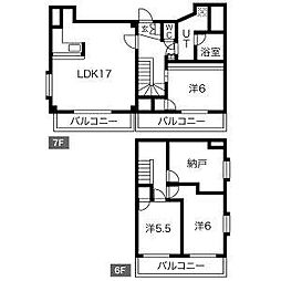 第二戸嶋屋ビル 7階3SLDKの間取り