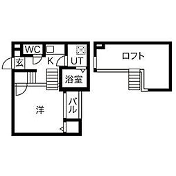 Creo高畑弐番館 1階1Kの間取り