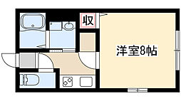 クラスティーナA棟 2階1Kの間取り
