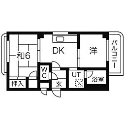 トレンツマンション 2階2DKの間取り