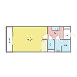 グラン・シャリオ日比野 1階1Kの間取り