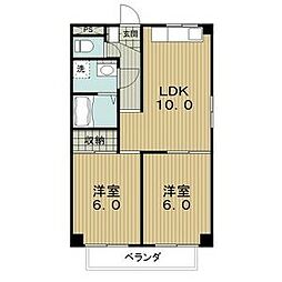 ストーク横地 3階2LDKの間取り