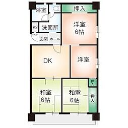 ハイツ東桜 6階4DKの間取り