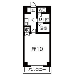 ヨコタビル・リアル 4階1Kの間取り