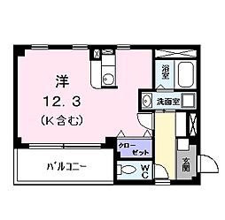 シームリー・ハウス 2階ワンルームの間取り