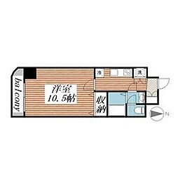 ウイングパーク 7階1Kの間取り