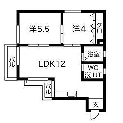 マンションオックス 2LDKの間取図画像