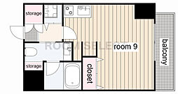 エグゼプレジオ 12階ワンルームの間取り