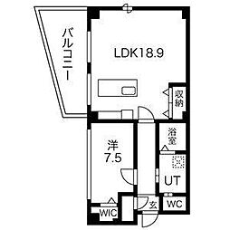WIZ金山 6階1LDKの間取り