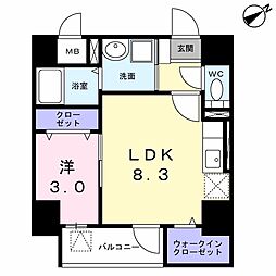 ラ・フュンフ 6階1LDKの間取り