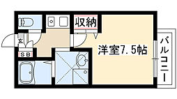 パークサイド希望ヶ丘 2階1Kの間取り