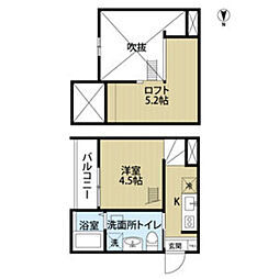 ALEX本陣(アレックスホンジン) 2階ワンルームの間取り