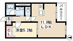 ホリーステージ城山 1階1LDKの間取り