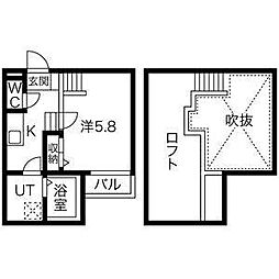 Creo吹上 1階1Kの間取り