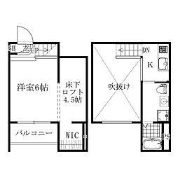 Emillia22 2階ワンルームの間取り