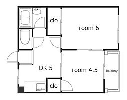 つちだマンション 3階2DKの間取り