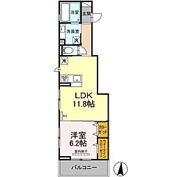グラン弥富通 3階1LDKの間取り