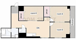第3フクマルビル 6階3DKの間取り