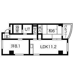 良和第一マンション 7階2LDKの間取り
