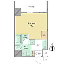 RESIDIA白壁 1Kの間取図画像