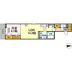 ciel太閤通 1階1LDKの間取り