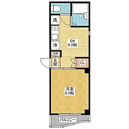 第65プロスパービル 3階1DKの間取り