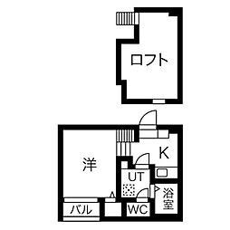 アールグレイス中島町 1階1Kの間取り