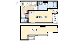 グリーンハイツ伝馬 1階1Kの間取り