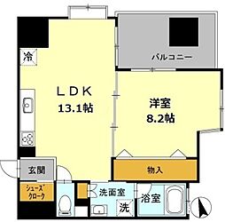 カスタリア伏見 4階1LDKの間取り