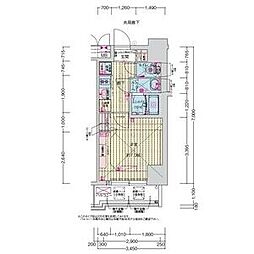 プレサンス高畑ルミア 1104 11階1Kの間取り