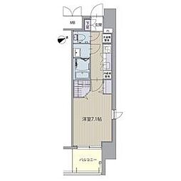 パルティール八田 904 9階1Kの間取り