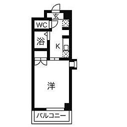 エトワール烏森 3階1Kの間取り