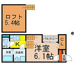 サンブラスハイム大曽根 1階1Kの間取り