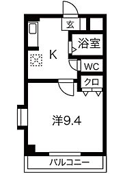 グレイスノリタケ 3階1Kの間取り