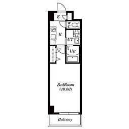 ファーニッシュ山王 7階1Kの間取り