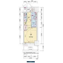 プレサンス名古屋ルーカス 7階1Kの間取り