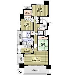 グランドメゾン星が丘山手A棟 13階3LDKの間取り