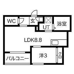 REGALEST守山III 1階1LDKの間取り