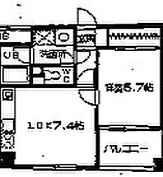 ドムス東栄 3階1DKの間取り