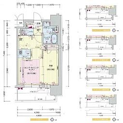 プレサンス栄フレイヤ 5階1LDKの間取り