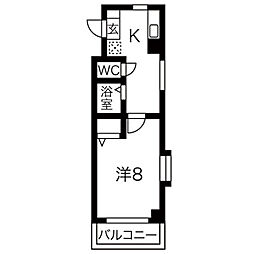 ラ・グラシューズ 4階1DKの間取り