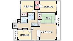 ラ・メゾン東山 7階4LDKの間取り