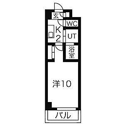 ファーニッシュ山王 2階1Kの間取り