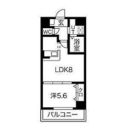 アイン橘 6階1LDKの間取り