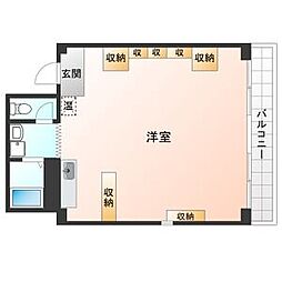 ノイエ・シュトラッセ山木田ビル 7階ワンルームの間取り