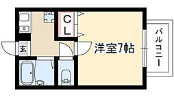 グレーンパーク西一社 1Kの間取図画像