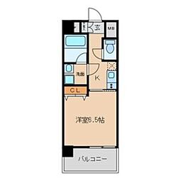 プレミアム浅間町 7階1Kの間取り