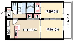 ジュノス 5階2LDKの間取り