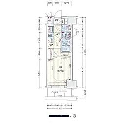 プレサンス久屋大通公園セラフィ 11階1Kの間取り