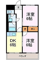 ヴィラ・フローラ 1階2DKの間取り